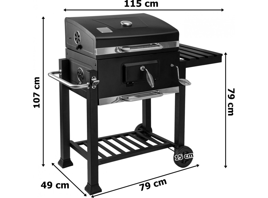 Zahradní gril na dřevěné uhlí MEJOR - černý