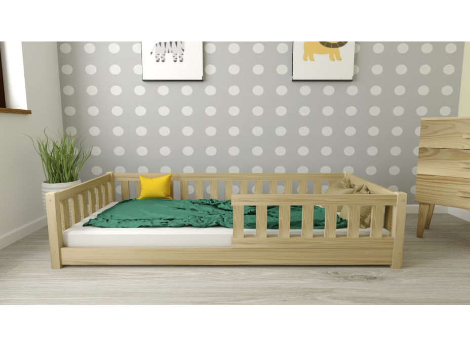 Dětská Montessori postel z masivu borovice LULU 200x90 cm - přírodní