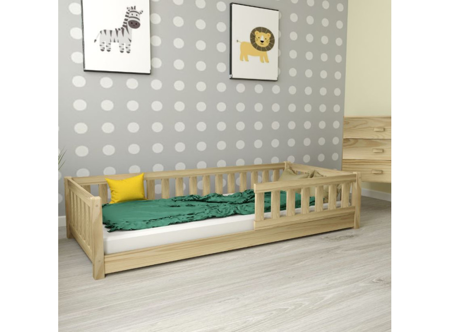 Dětská Montessori postel z masivu borovice LULU 200x90 cm - přírodní