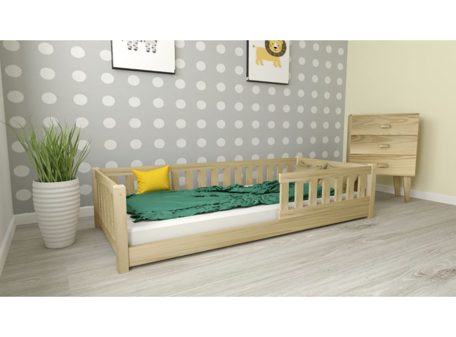 Dětská Montessori postel z masivu borovice LULU 200x90 cm - přírodní