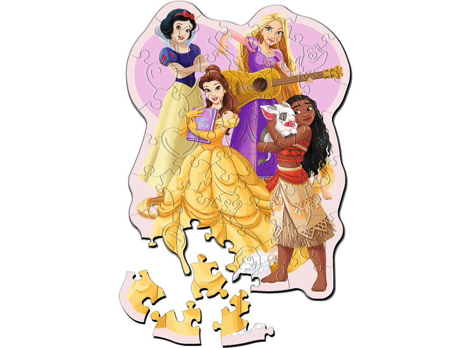 TREFL Dřevěné obrysové puzzle Disney: Krásné princezny 50 dílků