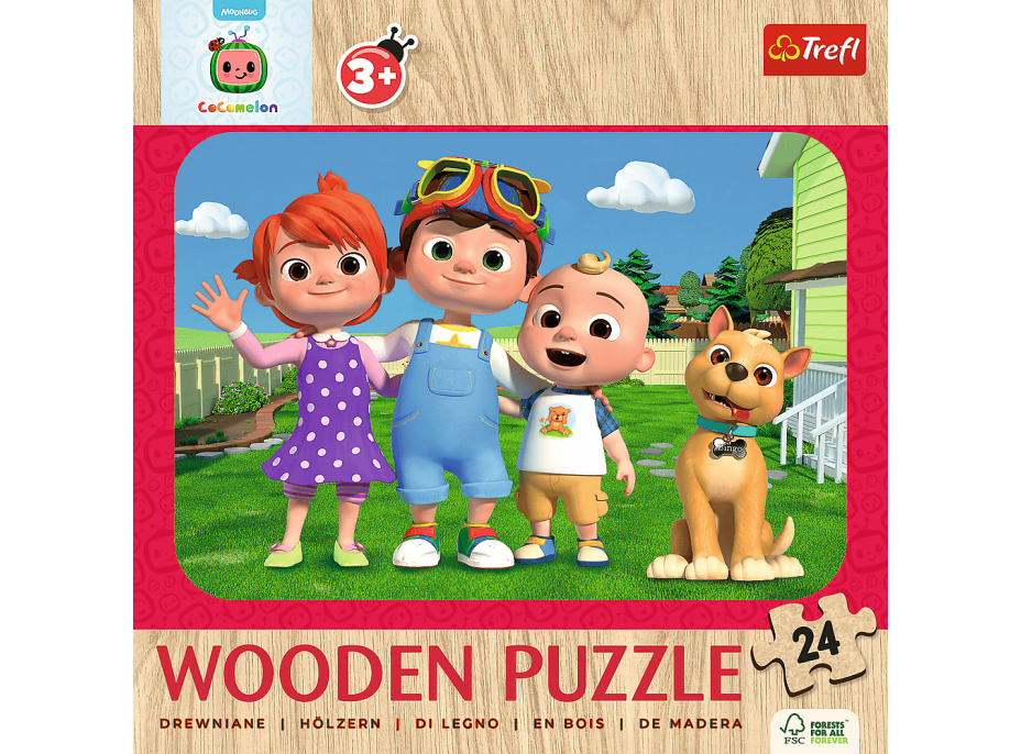 TREFL Dřevěné puzzle Cocomelon: Veselý Cocomelon 24 dílků