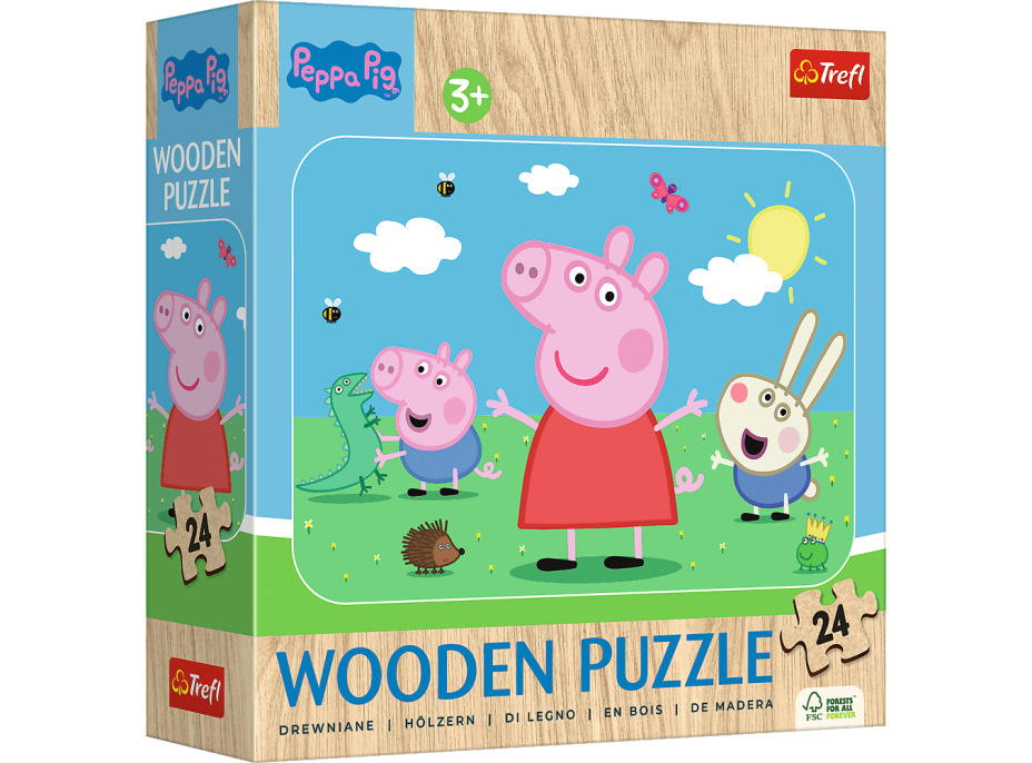 TREFL Dřevěné puzzle Prasátko Peppa: Seznamte se s roztomilou Peppou 24 dílků