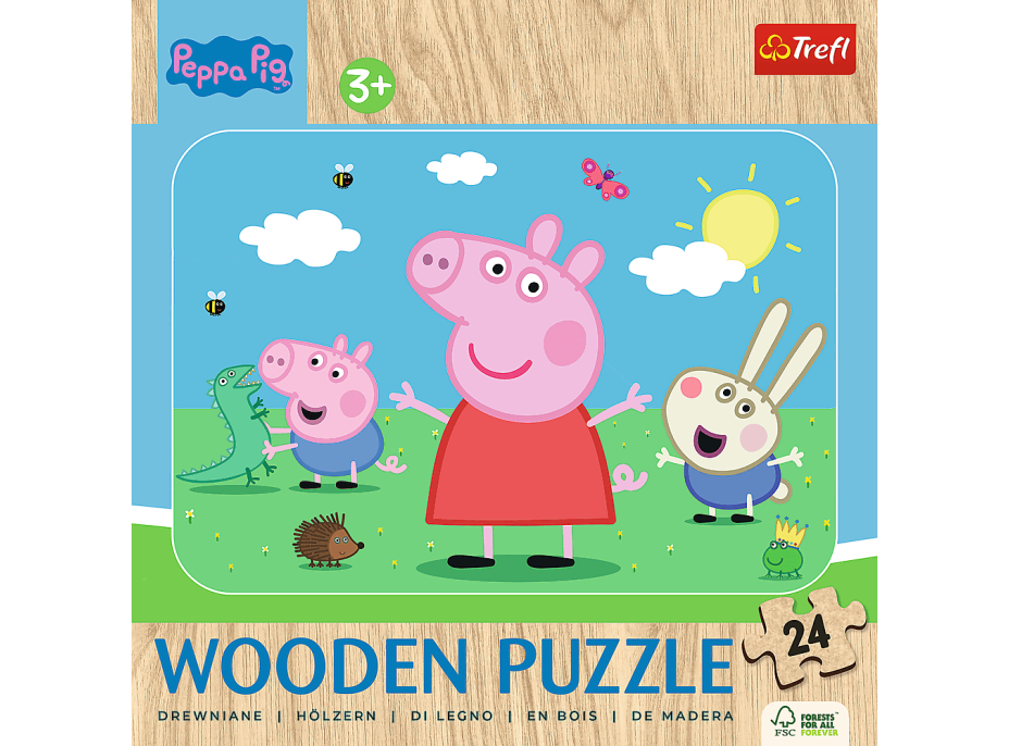 TREFL Dřevěné puzzle Prasátko Peppa: Seznamte se s roztomilou Peppou 24 dílků