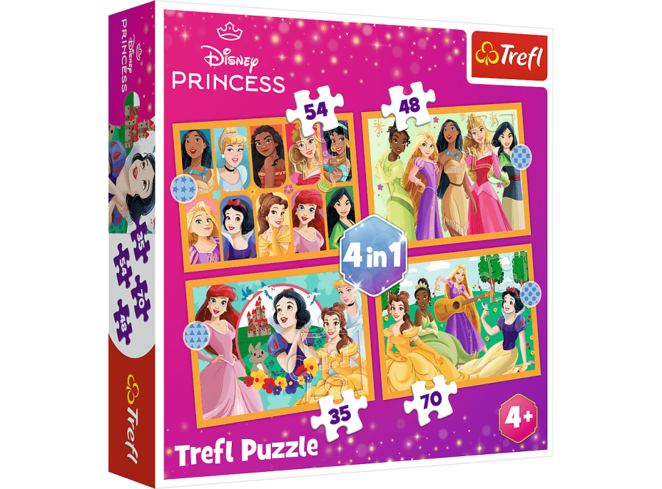 TREFL Puzzle Disney princezny: Pohádkové příběhy 4v1 (35,48,54,70 dílků)