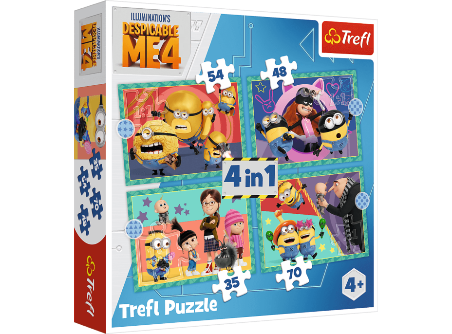 TREFL Puzzle Já, padouch 4: Šílení Mimoni 4v1 (35,48,54,70 dílků)