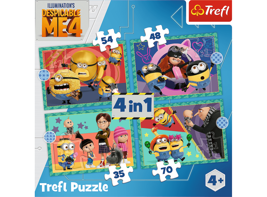 TREFL Puzzle Já, padouch 4: Šílení Mimoni 4v1 (35,48,54,70 dílků)