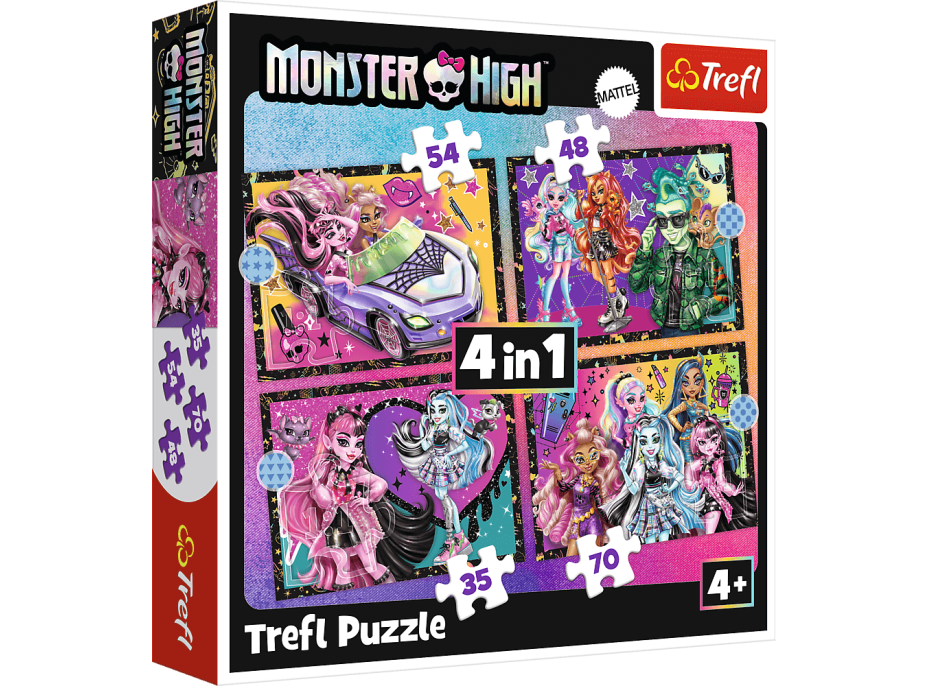 TREFL Puzzle Monster High: Elektrizující den 4v1 (35,48,54,70 dílků)