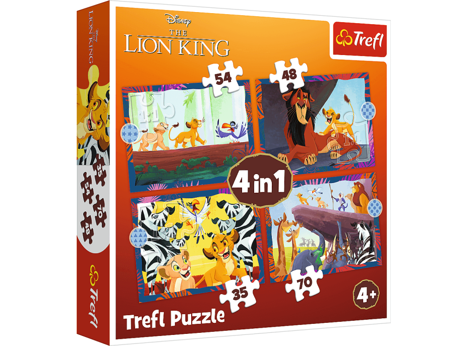 TREFL Puzzle Odvážný Lví král 4v1 (35,48,54,70 dílků)