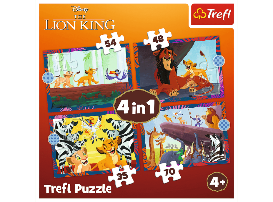 TREFL Puzzle Odvážný Lví král 4v1 (35,48,54,70 dílků)