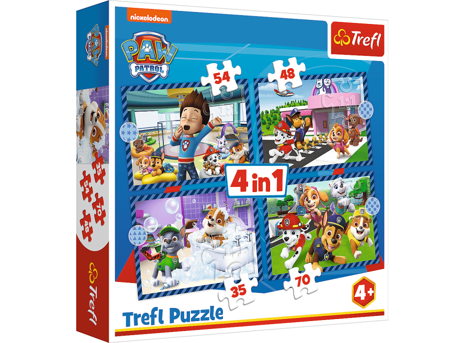 TREFL Puzzle Tlapková patrola: Psí záležitosti 4v1 (35,48,54,70 dílků)