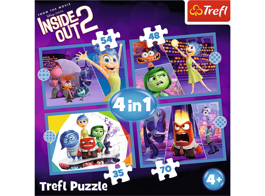 TREFL Puzzle V hlavě 2: Emoce vládnou 4v1 (35,48,54,70 dílků)