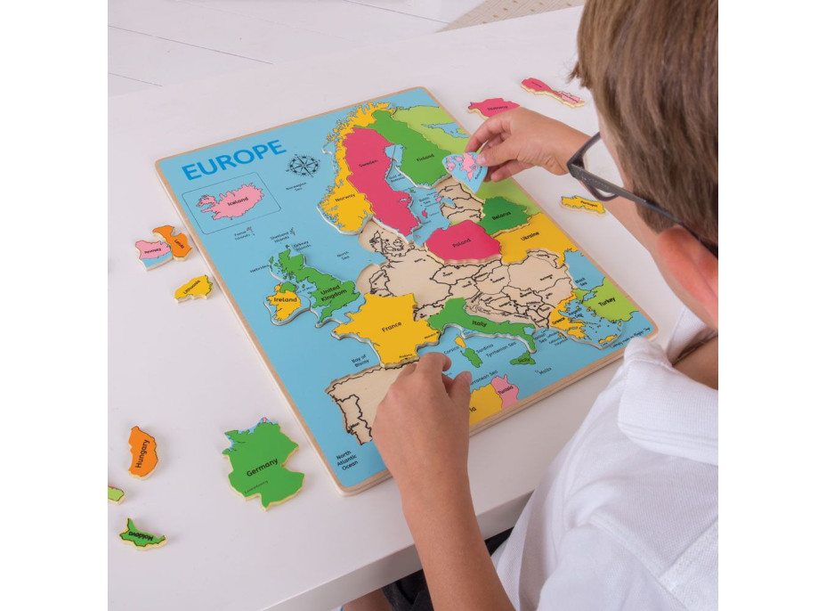 Bigjigs Toys Dřevěné puzzle mapa Evropy 25dílků