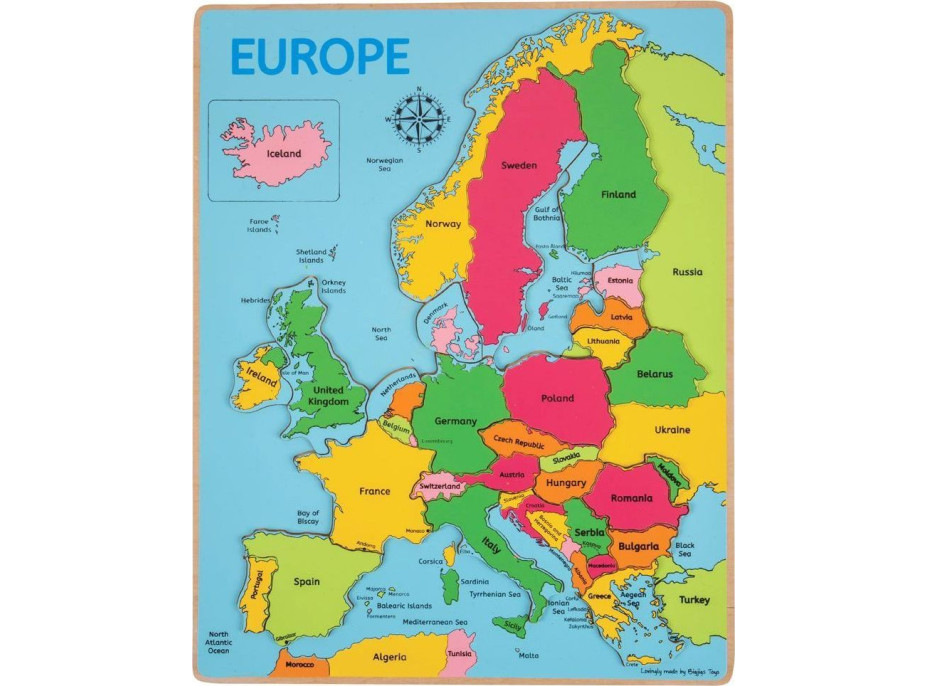 Bigjigs Toys Dřevěné puzzle mapa Evropy 25dílků