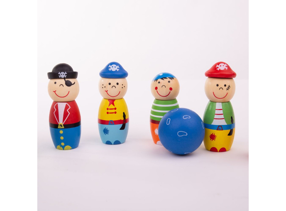 Bigjigs Toys Dřevěné kuželky Piráti