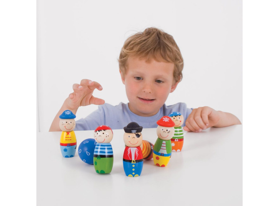 Bigjigs Toys Dřevěné kuželky Piráti