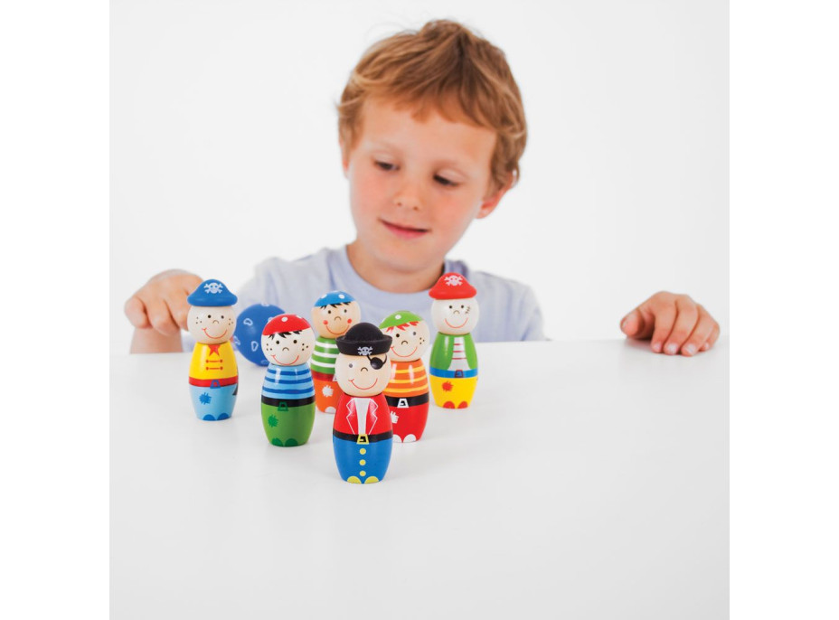 Bigjigs Toys Dřevěné kuželky Piráti