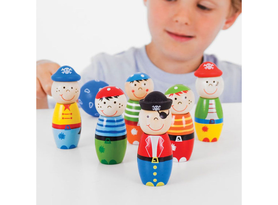 Bigjigs Toys Dřevěné kuželky Piráti