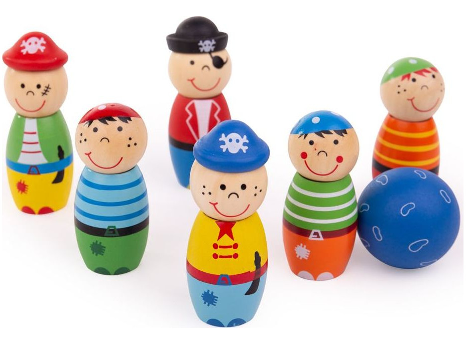 Bigjigs Toys Dřevěné kuželky Piráti