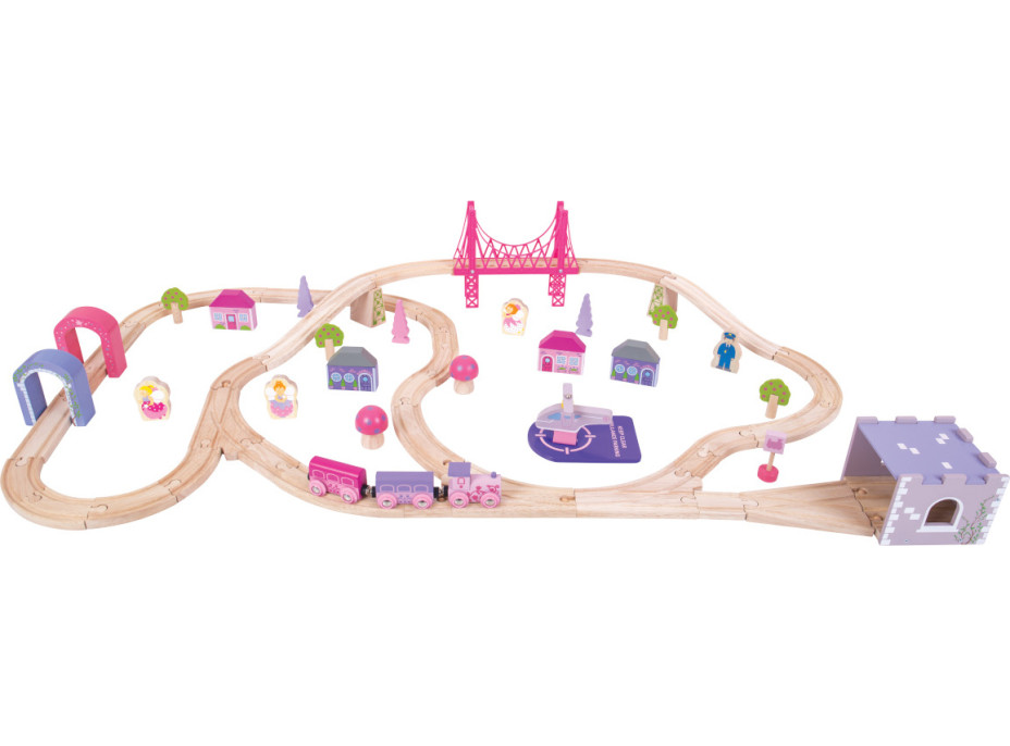 Bigjigs Rail Dřevěná velká vláčkodráha princezny