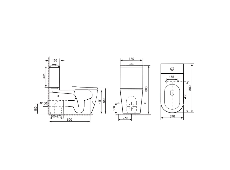 Sapho MEDIC RIMLESS WC kombi mísa s nádržkou, spodní/zadní odpad, bílá MC102