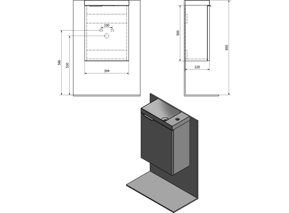 Sapho Koupelnový set LATUS X 40, dub stříbrný KSET-077