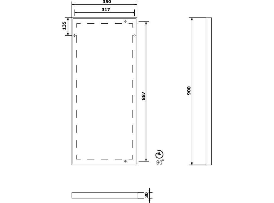 Sapho Koupelnový set LATUS X 40, dub stříbrný KSET-077