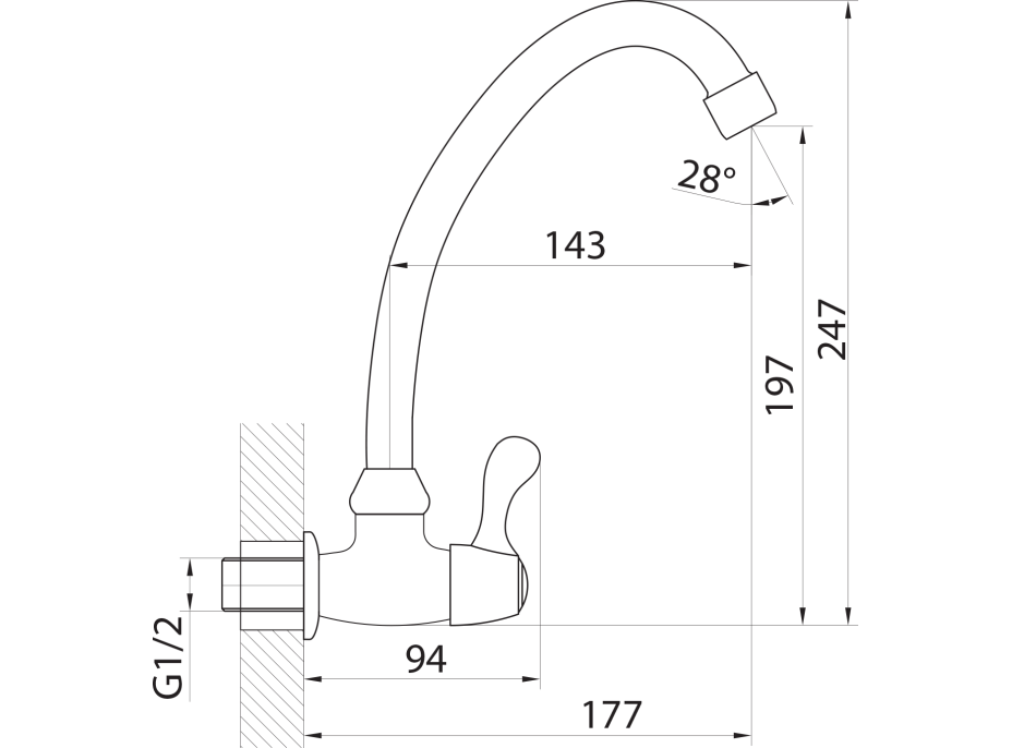 Aqualine Nástěnný kulový ventil 1/2", otočná hubice, chrom ZY1813