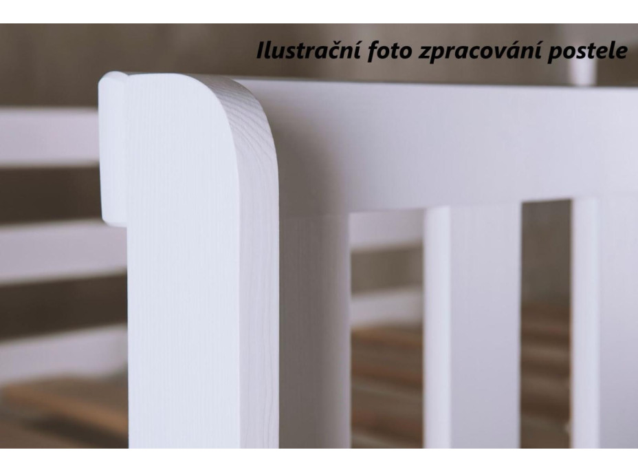 Dětská patrová postel z masivu borovice ŠIMON s Montessori lůžkem - 200x90 cm - BÍLÁ