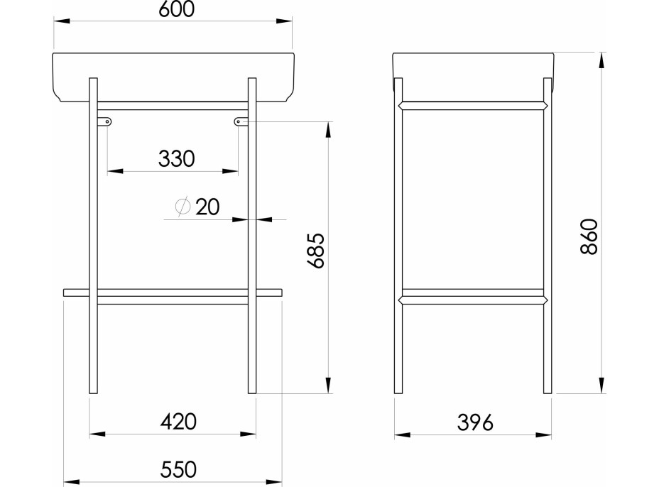 Sapho PUNO podstavec s umyvadlem 600x860x396mm, zlato mat SKA590-5-01