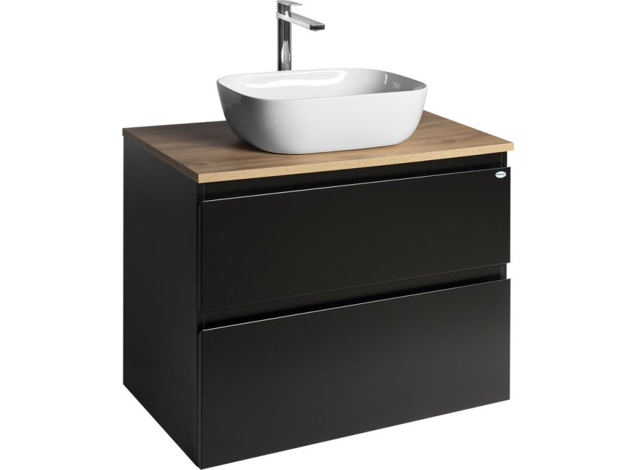 Aqualine ALTAIR skříňka s deskou 78, 5 cm, černá mat/dub emporio AI680-01