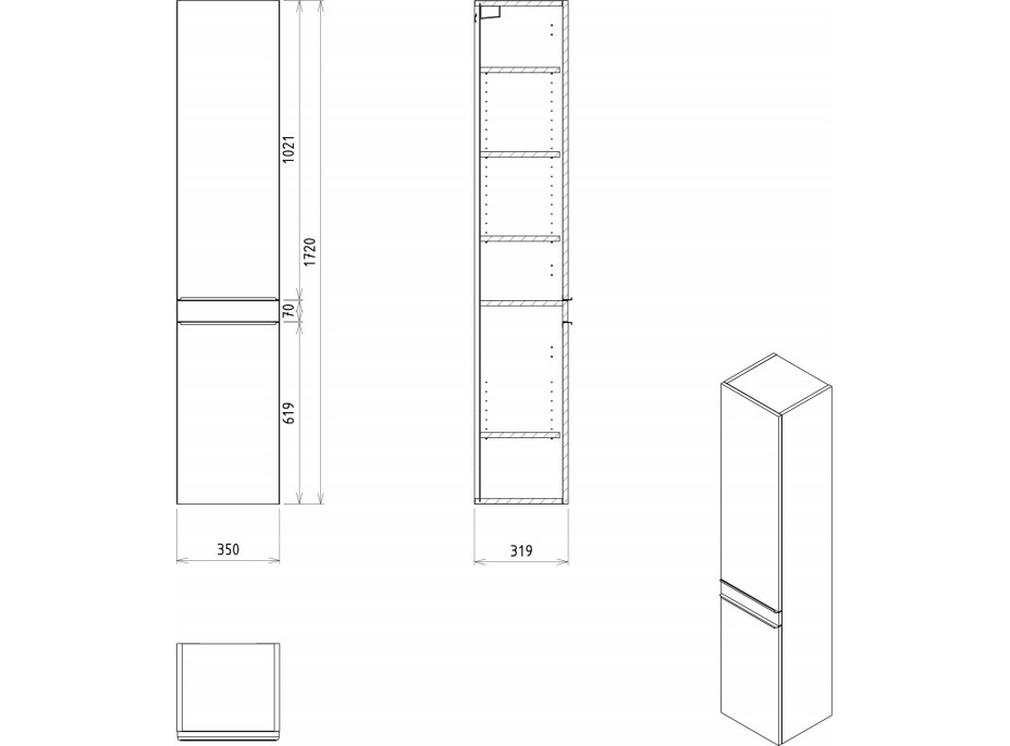 Sapho Koupelnový set SITIA 80, bílá mat KSET-033