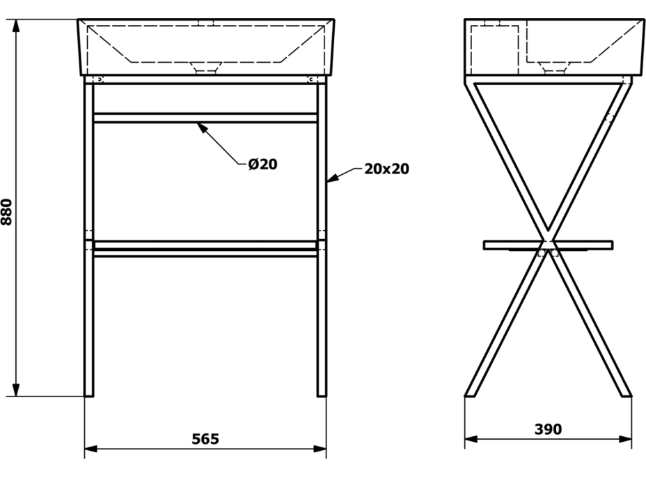 Sapho FERRO podstavec s umyvadlem 600x880x420mm SKA560-1-01