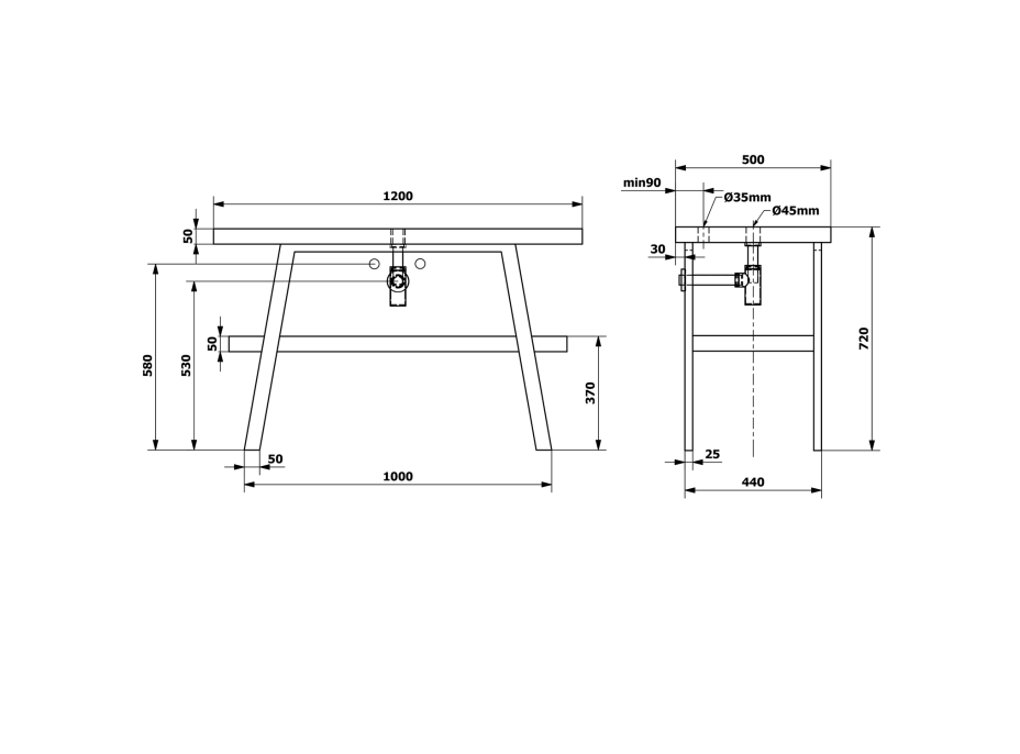 Sapho TWIGA umyvadlový stolek 120x72x50 cm, černá mat/dub Rover VC453-120-4