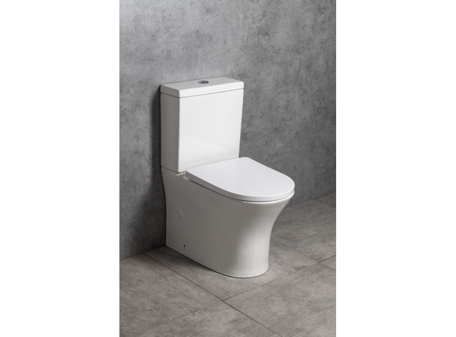 Bruckner LEON RIMLESS WC kombi mísa s nádržkou, spodní/zadní odpad, bílá 201.437.4