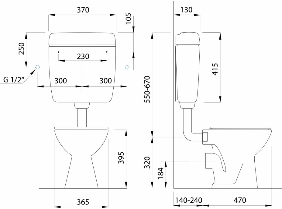 CREAVIT WC kombi, dvojtlačítko 4, 5/6l, zadní odpad, bílá TP3306