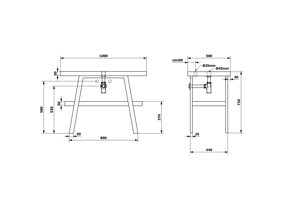 Sapho TWIGA umyvadlový stolek 100x72x50 cm, černá mat/dub Rover VC442-100-4