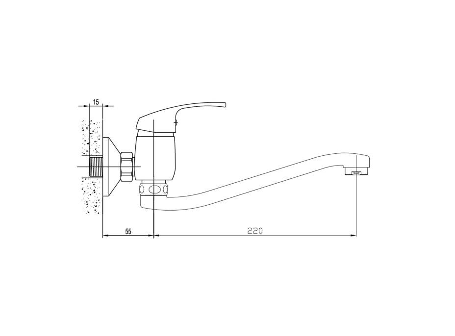 Aqualine AQUALINE 35 nástěnná baterie, ramínko ploché zvýšené, chrom 52145