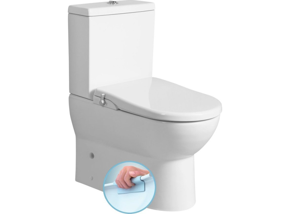 JALTA WC kombi, Rimless, s bidetovým sedátkem CLEAN STAR, spodní/zadní odpad, bílá LB402-1