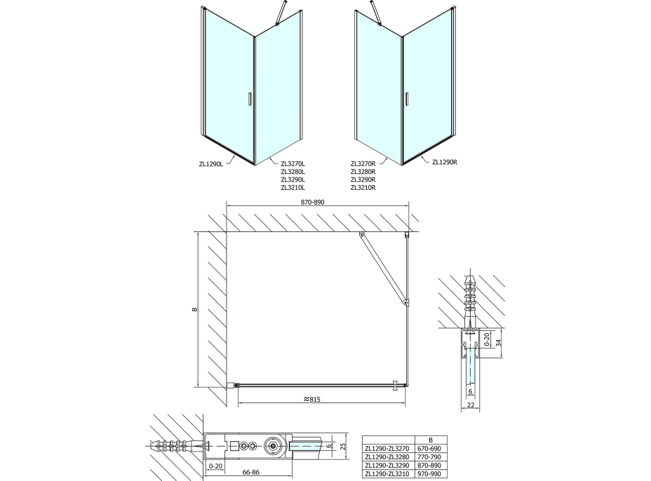 Polysan ZOOM čtvercový sprchový kout 900x900mm L/P varianta ZL1290ZL3290