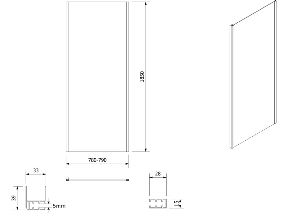 Aqualine AMADEO obdélníkový sprchový kout 1100x800 mm, L/P varianta, sklo Brick BTS110BTP80