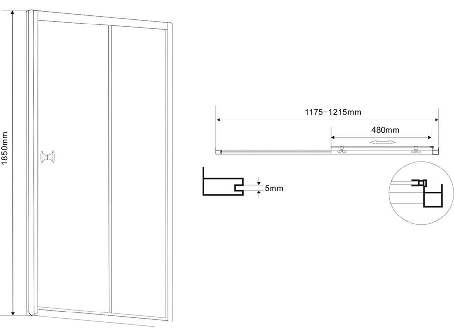 Aqualine AMADEO obdélníkový sprchový kout 1200x900 mm, L/P varianta, sklo Brick BTS120BTP90