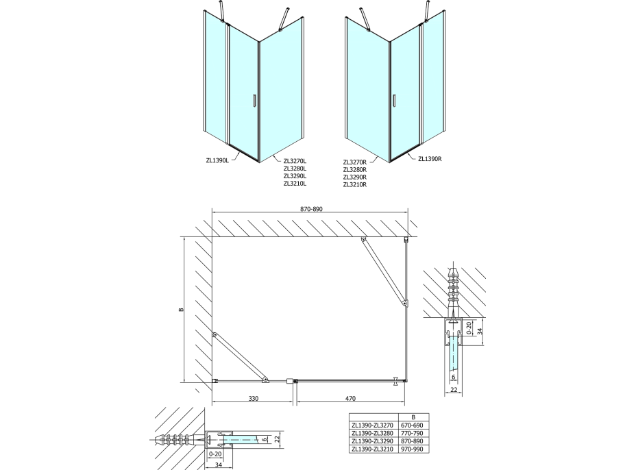 Polysan ZOOM čtvercový sprchový kout 900x900mm, L/P varianta ZL1390ZL3290