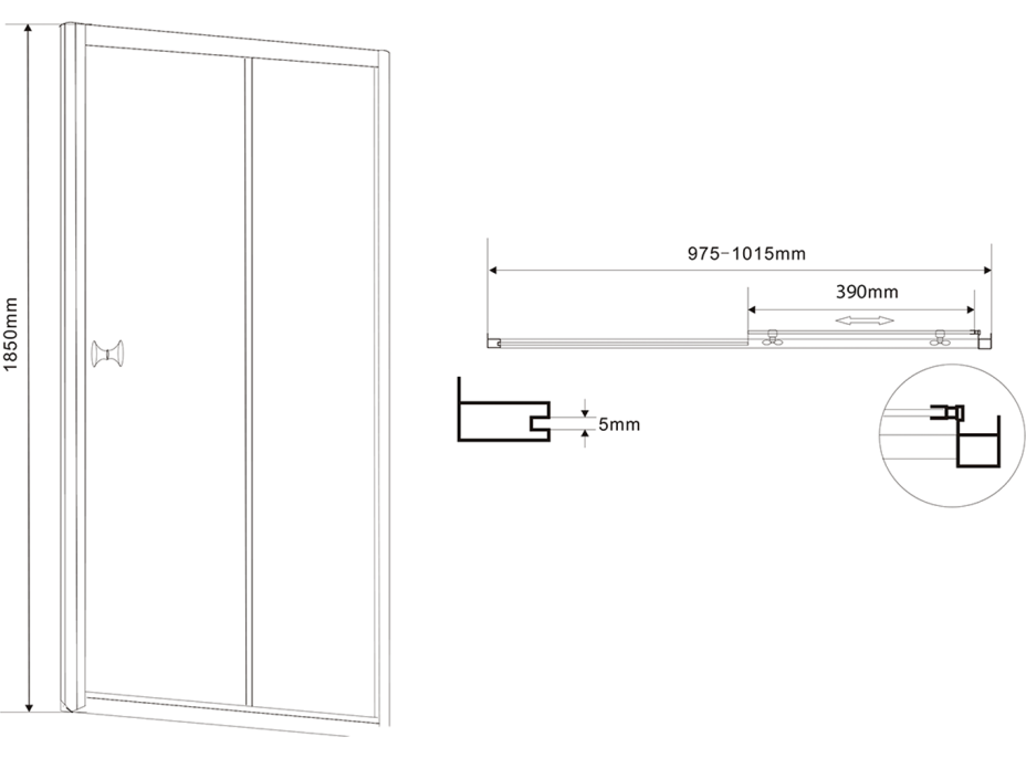 Aqualine AMADEO obdélníkový sprchový kout 1000x800 mm, L/P varianta, sklo Brick BTS100BTP80