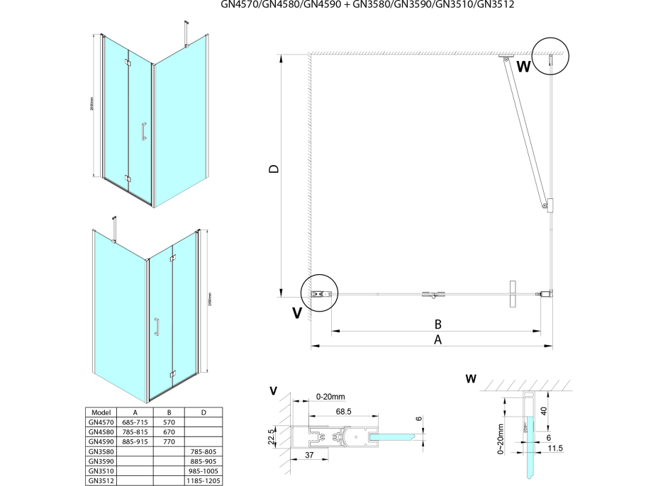 Gelco LORO obdélníkový sprchový kout 800x1000mm GN4580-01