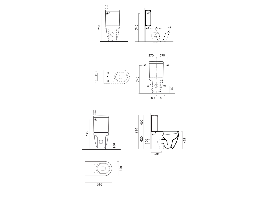 GSI PURA WC kombi, spodní/zadní odpad, bílá ExtraGlaze WCSET881711-PURA