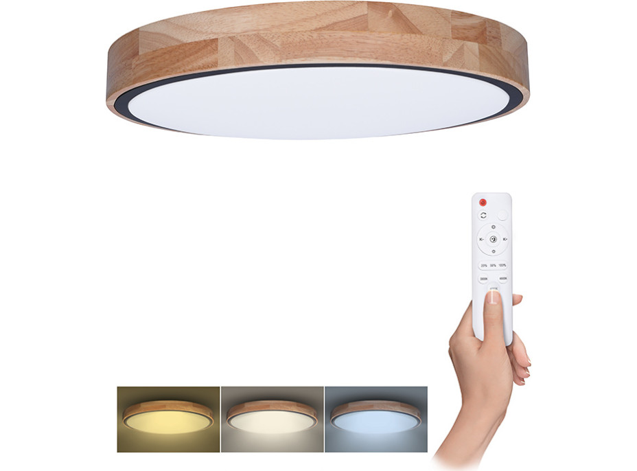 Solight LED osvětlení s dálkovým ovladačem Iron Oak, 48W, 3360lm, 40cm, změna chromatičnosti, stmívatelné