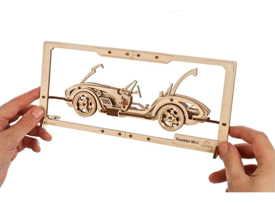 Ugears 2.5D dřevěné mechanické puzzle Roadster MK3