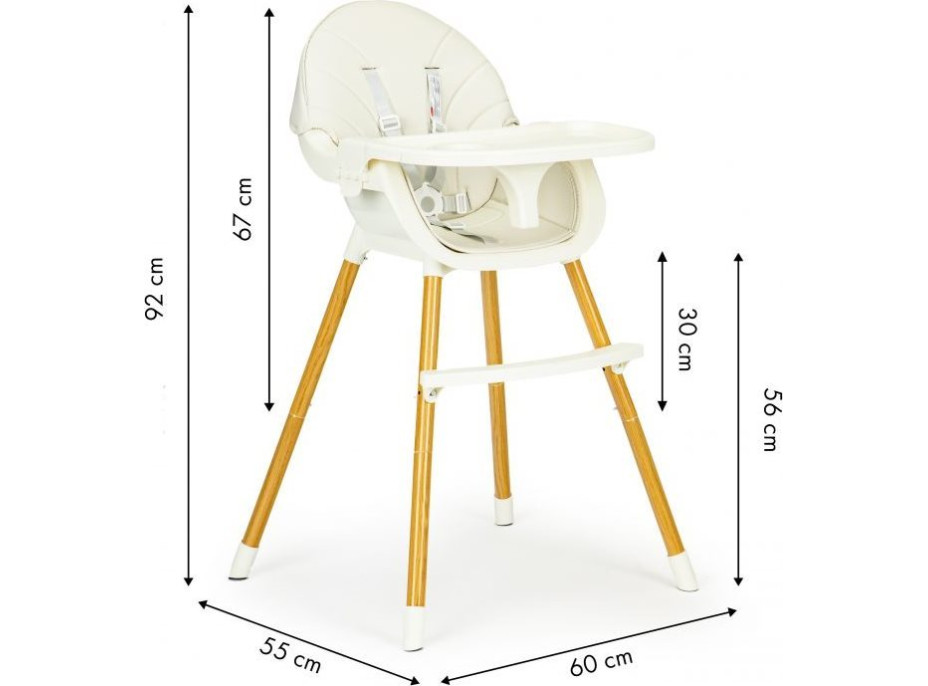 ECOTOYS Jídelní židlička 2v1 Béžová