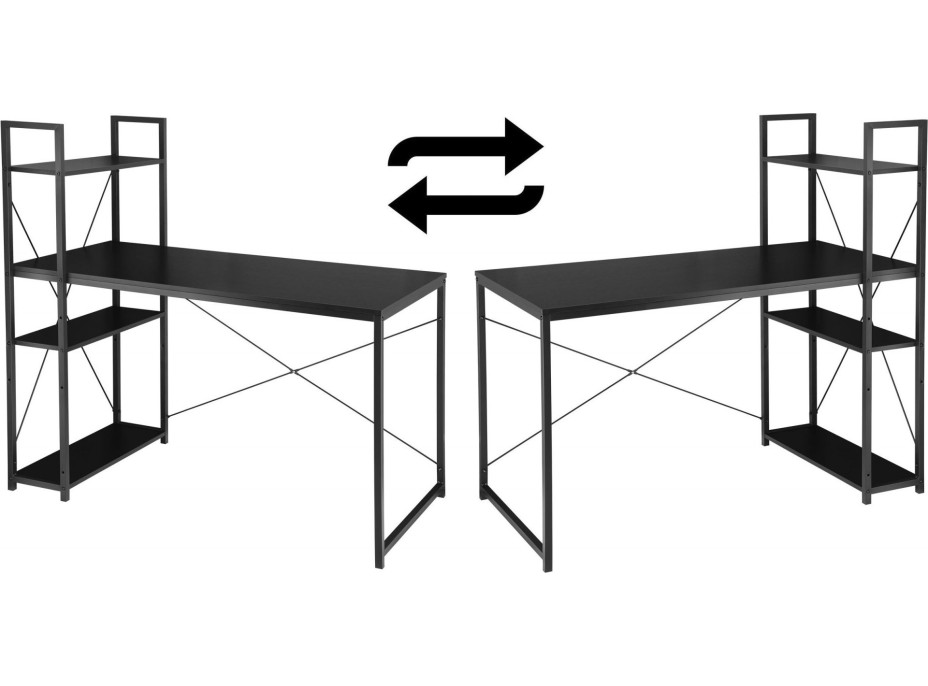 Psací stůl s policovým regálem TROSA - černý